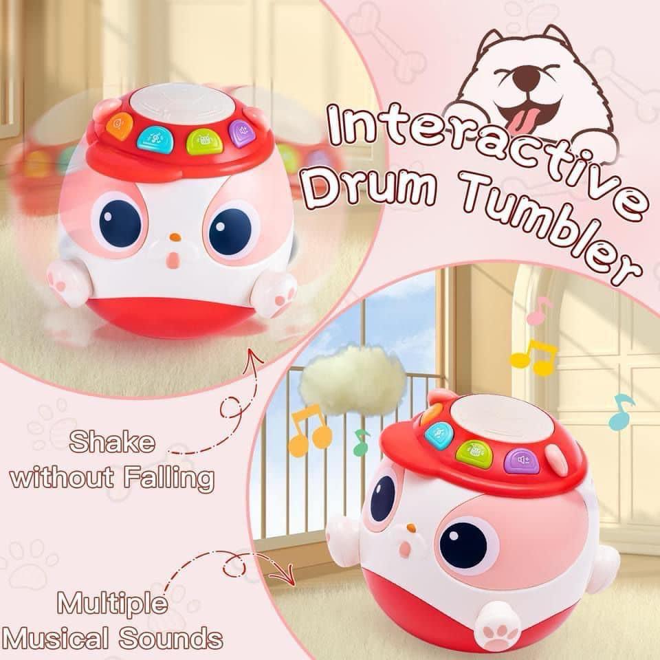 Baby Musical Puppy Shaped Drum Tumbler Toys Light Up 1 Year Old Sensory Toy